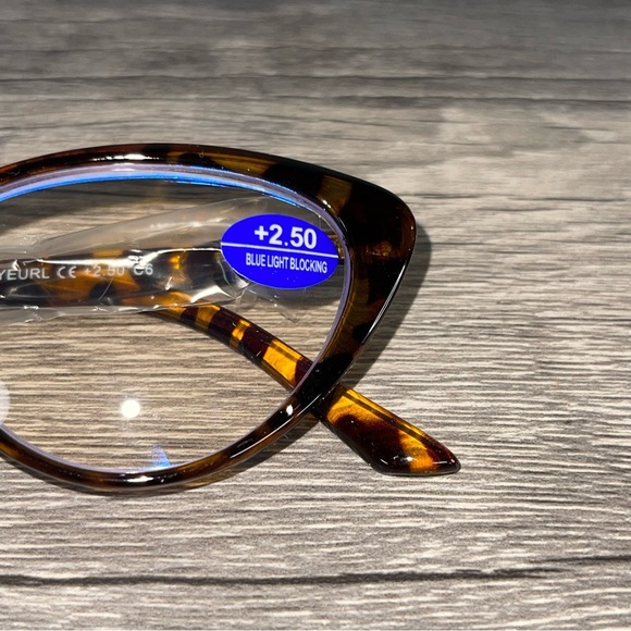 EYERUL +2.5 Blue Light Blocking Reading Glasses Tortoise Frame Women’s Readers - Picture 4 of 9